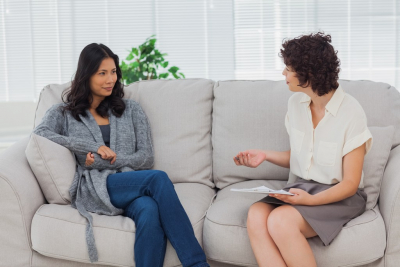 female consultant talking to her client